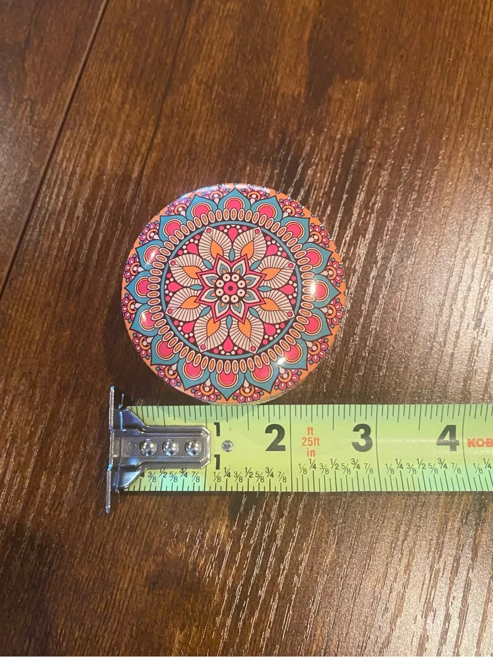 Colorful Mandala - Pink Teal Orange Tin with a 100% Soy Candle inside